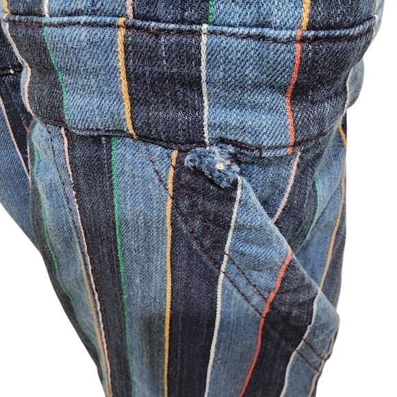 Anthropologie Blue Striped Women's Jeans Overalls size 16 but fits like size 12 - Picture 5 of 14